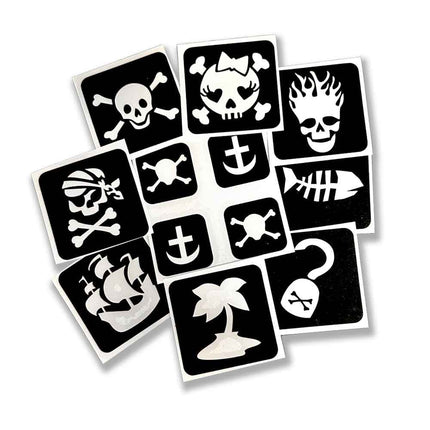 Schmink Specialist Piraten Glittertattoo Sjablonenset