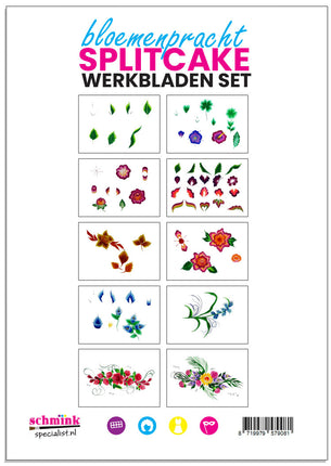 Schmink Specialist Splitcake werkbladen set bloemenpracht