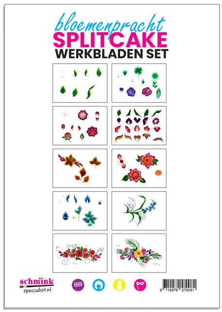 Schmink Specialist Splitcake werkbladen set bloemenpracht