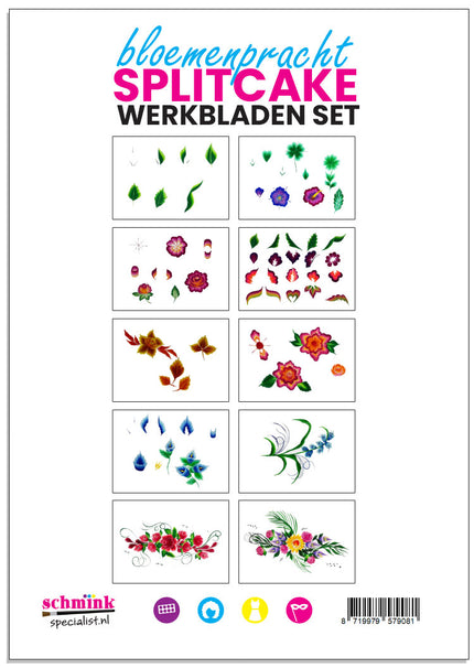 Schmink Specialist Splitcake werkbladen set bloemenpracht