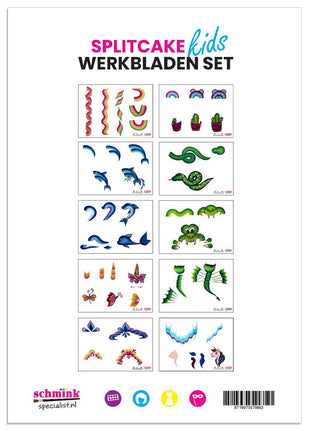Schmink Specialist Splitcake werkbladen set kids