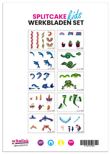 Schmink Specialist Splitcake werkbladen set kids