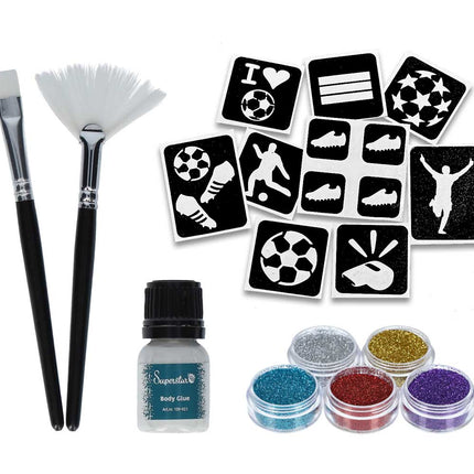 Schmink Specialist Voetbal Glittertattoo Set
