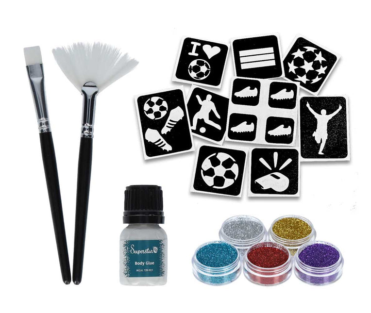 Schmink Specialist Voetbal Glittertattoo Set