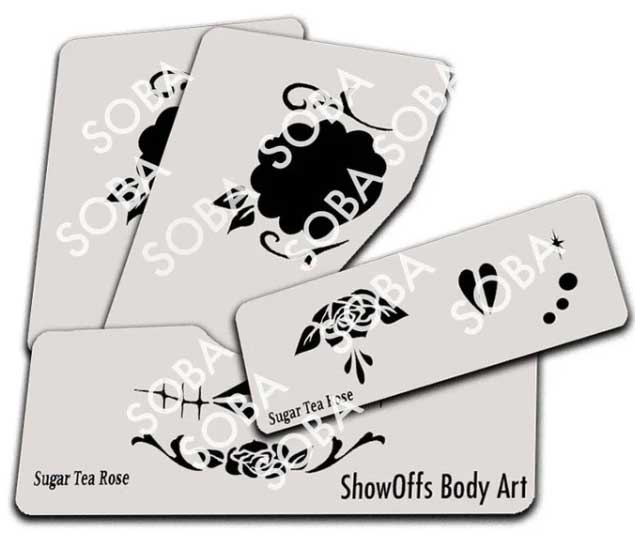 ShowOffs Body Art Sugar Tea Rose Masker Schmink Sjabloon