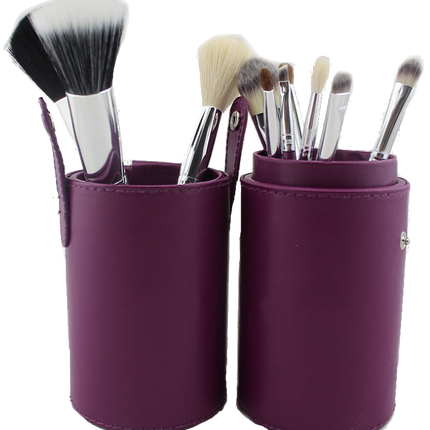 Sibel Paars etui met 12 make-up borstels
