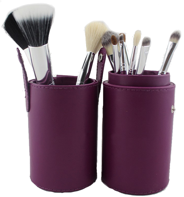 Sibel Paars etui met 12 make-up borstels