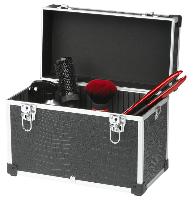 Sibel Zwarte Croco Schminkkoffer