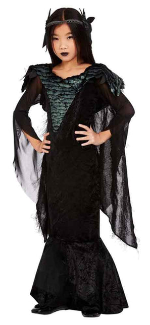 Smiffy's Deluxe Raven Princess Halloween Kids Meisjes Kostuum