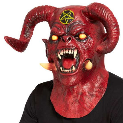 Smiffy's Deluxe Satanic Devil Hood en Nek Latex Masker
