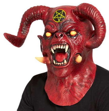 Smiffy's Deluxe Satanic Devil Hood en Nek Latex Masker