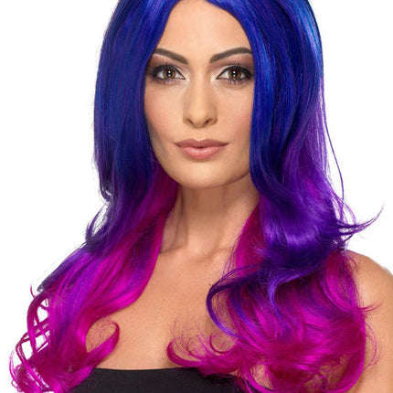 Smiffy's Fashion Ombre Pruik Blauw en Roze