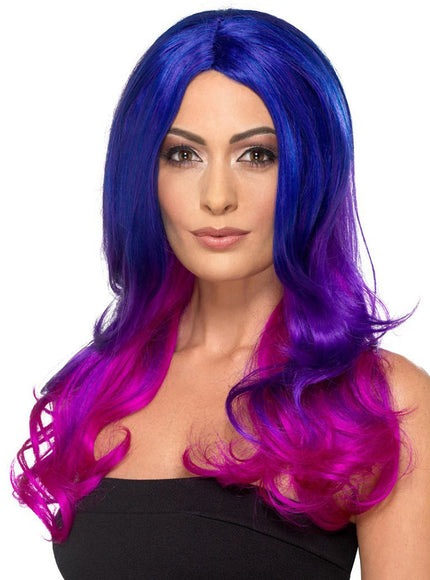 Smiffy's Fashion Ombre Pruik Blauw en Roze