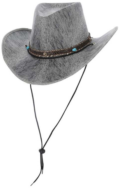 Smiffy's Grijze Cowboy Western Hoed met Turquoise Motief Band