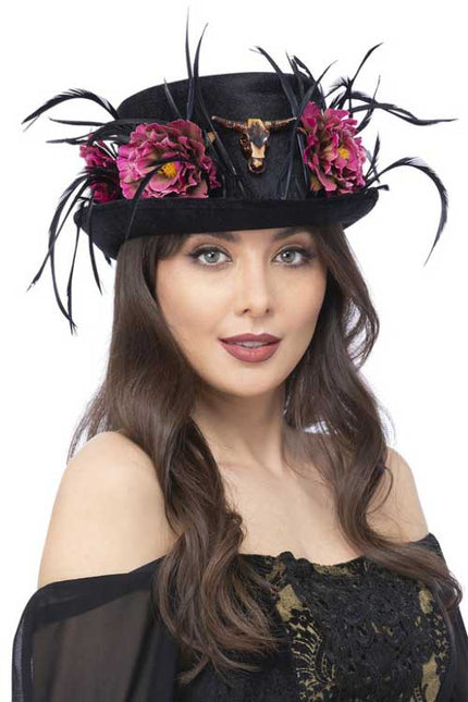 Smiffy's Hoge Hoed met Bloemen en Hoorns