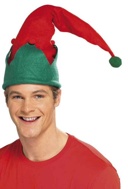 Smiffy's Kerst Elf Muts Rood Groen