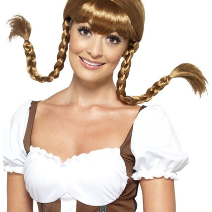 Smiffy's Oktoberfeest Heidi Pruik met staartjes