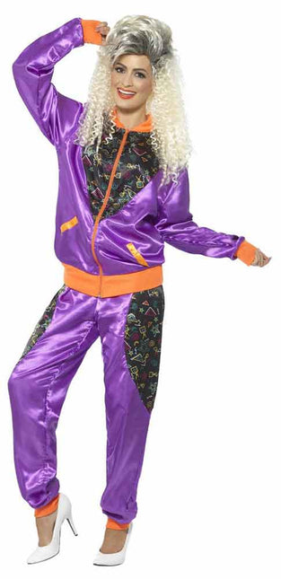 Smiffy's Retro Fout Trainingspak Dames Paars