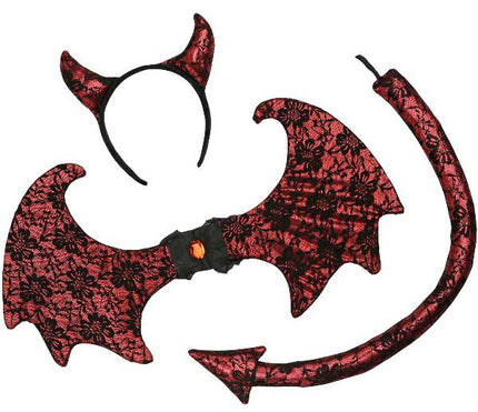 Smiffy's Retro Lace Duivels Kit Rood Zwart