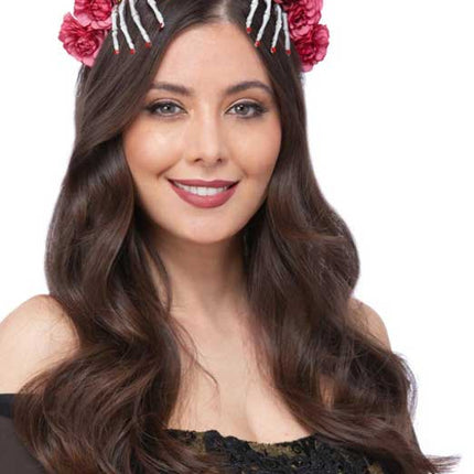 Smiffy's Skelet Haarband Met Rozen