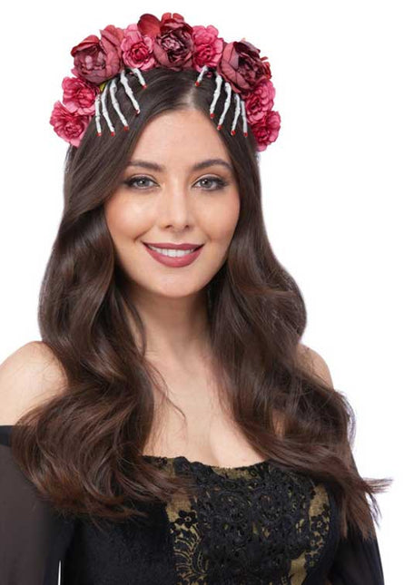 Smiffy's Skelet Haarband Met Rozen