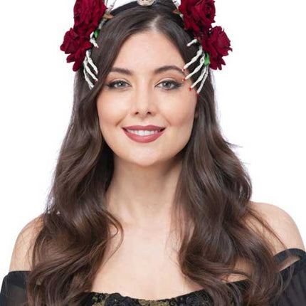 Smiffy's Skull Haarband Met Rozen