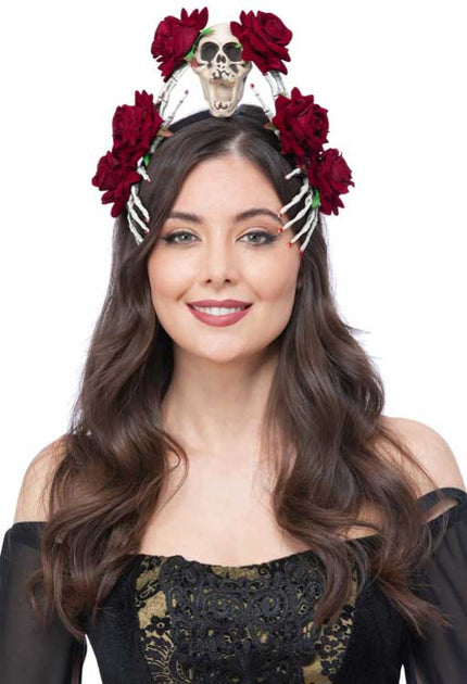 Smiffy's Skull Haarband Met Rozen