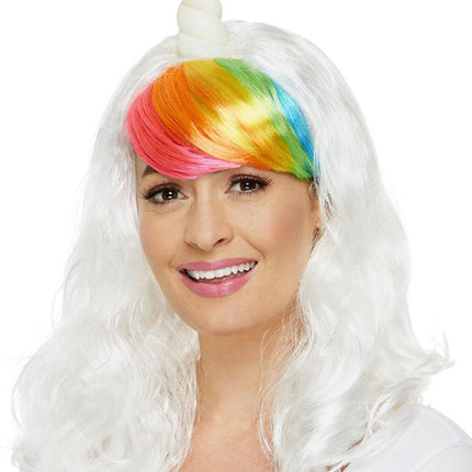 Smiffy's Unicorn Pruik met hoorn