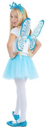 Smiffy's Vlinderset Tutu Vleugels en Tiara Blauw Kids