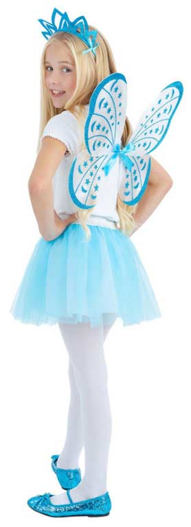 Smiffy's Vlinderset Tutu Vleugels en Tiara Blauw Kids