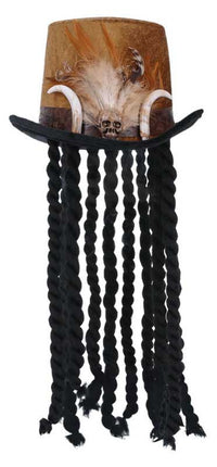 Smiffy's Witch Dokter Hoge Hoed met Dreadlocks