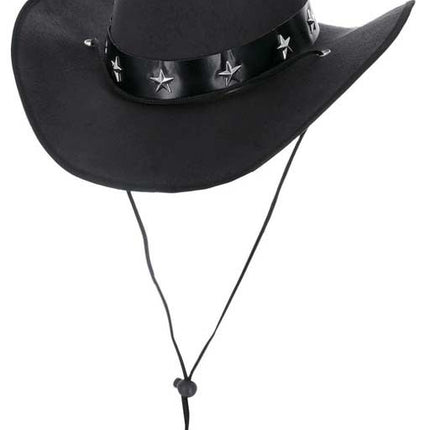 Smiffy's Zwarte Cowboy Western Hoed met Ster Motief Band
