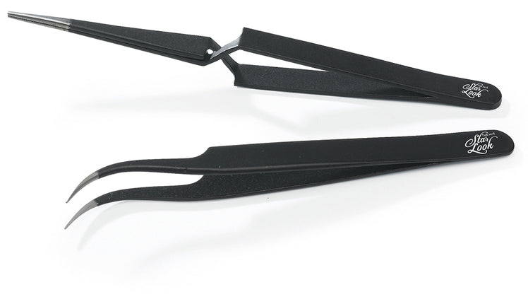 Star Look Zwarte gebogen wimperpincet