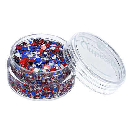 Superstar Chunky Glitter Cream Rood Wit Blauw