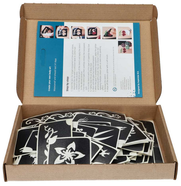 Superstar Glittertattoo sjablonenset Big Festival 100 stuks S98821