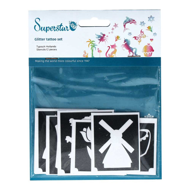Superstar Glittertattoo sjablonenset Koningsdag