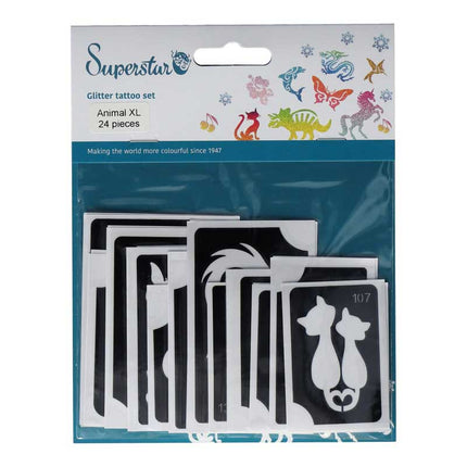 Superstar Superstar Glittertattoo sjablonenset Animal XL 98812