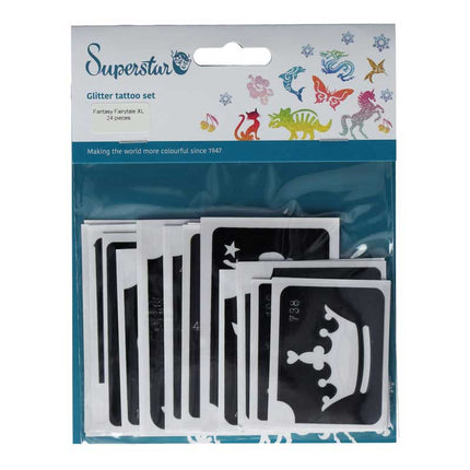 Superstar Superstar Glittertattoo sjablonenset Fantasy Fairytale XL 98813