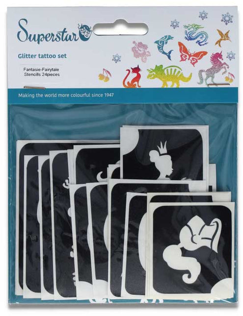 Superstar Superstar Glittertattoo sjablonenset Fantasy Fairytale XL 98813