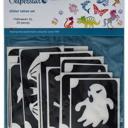 Superstar Superstar Glittertattoo sjablonenset Halloween XL 98814