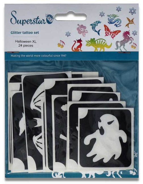 Superstar Superstar Glittertattoo sjablonenset Halloween XL 98814
