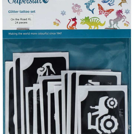 Superstar Superstar Glittertattoo sjablonenset On the Road XL