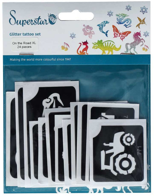 Superstar Superstar Glittertattoo sjablonenset On the Road XL