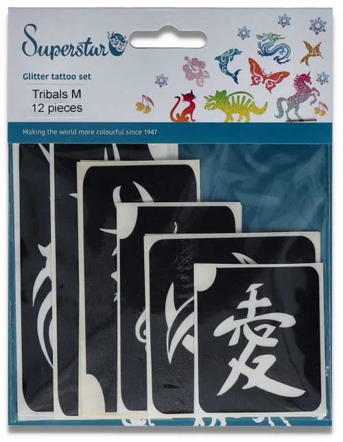 Superstar Superstar Glittertattoo sjablonenset Tribal 98808