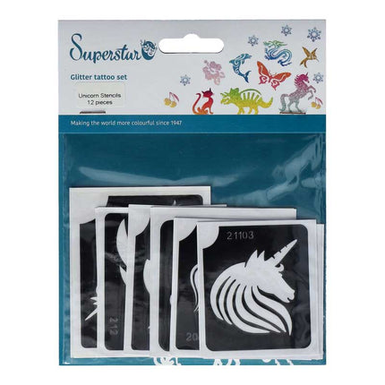 Superstar Superstar Glittertattoo sjablonenset Unicorn 98806