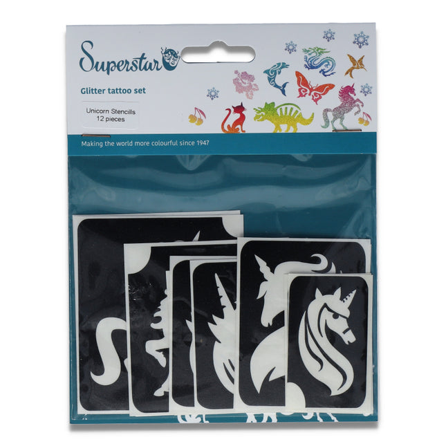 Superstar Superstar Glittertattoo sjablonenset Unicorn 98806