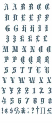 Tinsley Transfers Alfabet Oud Engels Knokkels Tattoos