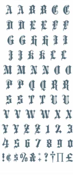 Tinsley Transfers Alfabet Oud Engels Knokkels Tattoos