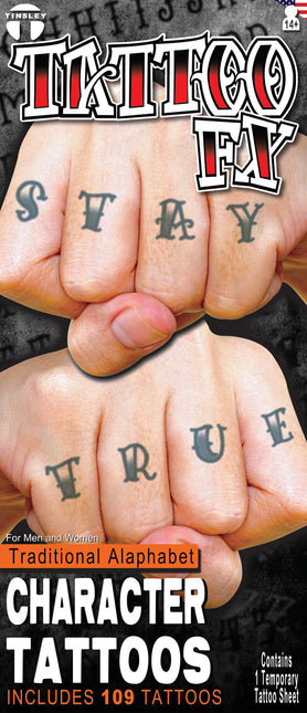 Tinsley Transfers Alfabet Traditioneel Knokkels Tattoos