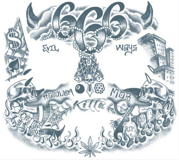 Tinsley Transfers Hoodlum Face Tattoos